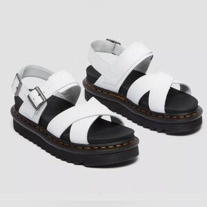 EUC Dr. Martens Voss II White Leather Strap Sandals US 6 UK 4